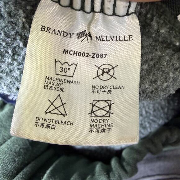 Brandy Melville Green Jogger Sweatpants Elastic Waist Fleece Lounge Pants - Picture 9 of 10